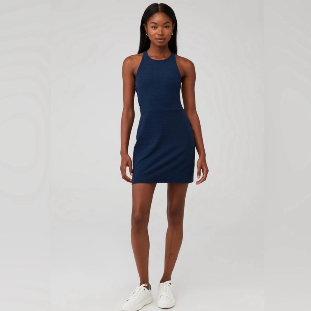 Elegant Navy Blue Halter Dress